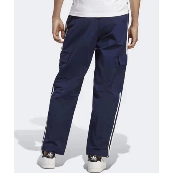 $80 Adidas Original 3S Cargo Pants Navy Blue White 3-Stripes HR3362 Mens Medium - Picture 4 of 9